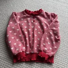 赤と白のハート柄トップス 120