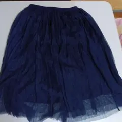 ネイビー フレアスカート ひざ丈