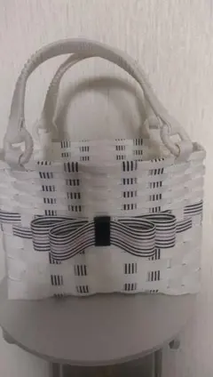ちかこ様専用 ハンドメイド クラフトバンド かごバッグ 蓋付リボン BIG