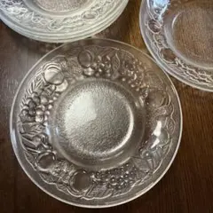 フルーツ模様のガラスデザート皿 5枚セット