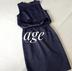 Age アーガ　ノースリーブ　ドレス　ジャガード　ネイビー　スコットクラブ