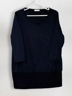 a.v.v standard 切替ワンピース S ネイビー 異素材 体型カバー