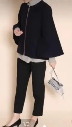 【新品】タイムセール‼️ノーカラー♡ショートコート♡ネイビー