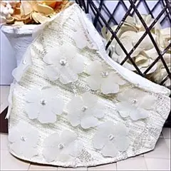 布マスク 3Dフラワーレース　ブッチャー生地　シルク