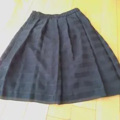 黒　ネイビー　ストライプ フレアスカート　9号　Mサイズ　Reflect