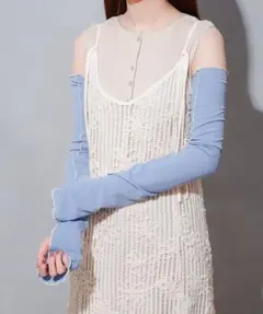 UVリブメローアームカバー(ブルー) 3coins スリーコインズ　UV対策