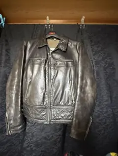 レザーライダースジャケット ダークブラウン