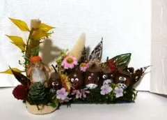 どんぐりアート、ウサギさんとどんぐりのオブジェ