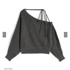 GRLネックリボンワンショルニットトップス　fo2080