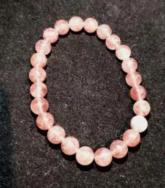 タンザニア産　ストロベリークォーツ（苺水晶）7.7ミリ　天然石　ブレスレット