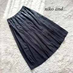 C2【ニコアンド】プリーツスカート　半端丈　グレー　ウールタッチ　無地　上品