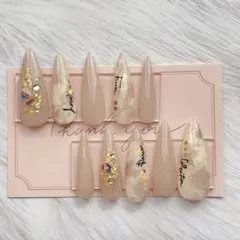 ニュアンス❤︎ギャルネイル❤︎ネイルチップ❤︎ワンホン❤︎フレンチガーリー❤︎韓国❤︎大理石