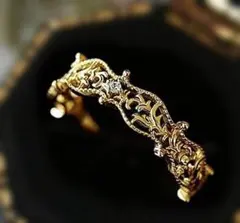 925スターリングシルバーエレガントなゴールドリング