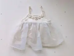 プティマイン　ホワイト ベビードレス 花モチーフ付き　70size