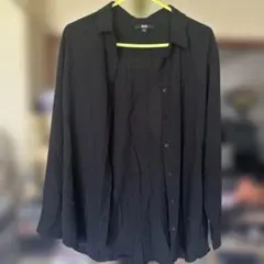 UNIQLO シアーシャツ 黒 ブラック 可愛い オシャレのサムネイル