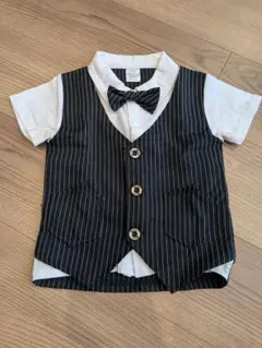 子供用フォーマルスーツ 黒白ストライプ　110