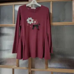 美品タグ付きビスコンティ ワインカラーお花ビジュチュニック3