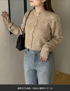 ラメフェザーショートカーディガン Mサイズ