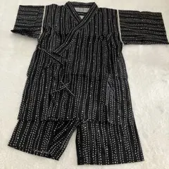 甚平 黒と白のストライプ 130