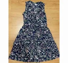 GAPレディースワンピース　花柄ノースリーブワンピシャツワンピウエスト調整紐つき