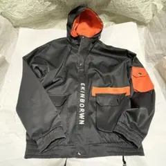 テック系 ブラック×オレンジ ウインドブレーカー マウンテンパーカー 古着
