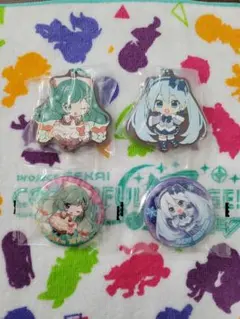 雪ミク ガチャ　2024あそーと　ラバーストラップ　缶バッチ　4種類セット