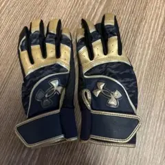 値下げ！Under Armour バッティング用手袋 迷彩 黒/金