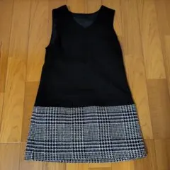 コルディア ノースリーブ チュニック ワンピース ブラック チェック サイズ40