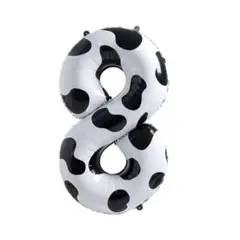 【8】 数字バルーン　40インチ　ブラック　ホワイト　牛柄　大きい風船