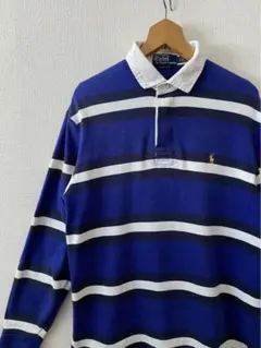 希少　90s ラルフローレン　太ボーダー　ラガーシャツ　古着