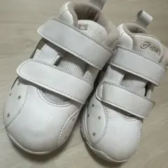 15.5 アシックス　スクスク　ホワイト　ゴールド　星