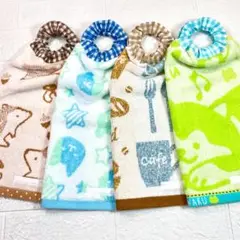 綿タオル4枚 おりこうエプロン タオルエプロン 保育園エプロン お食事エプロン