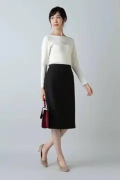 ナチュビュ　ロービングチェック　スカート　ツイード　美品