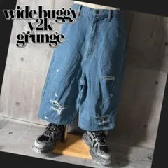 y2k grunge damage denim half pants 2000s