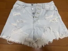 WEGO デニムショートパンツ ダメージ加工 ライトブルー Sのサムネイル
