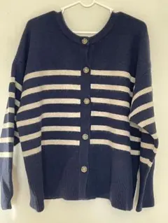 7ゲージアソートダブルフロントカーディガン　ネイビー　スタディオクリップ