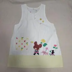 学研　保育士エプロン くまのがっこうレモンイエローストライプ柄