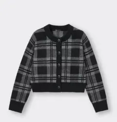 GUチェック柄クロップドカーディガン