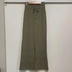 ユニクロ UNIQLO オリーブグリーン リブ編み ワイドパンツ