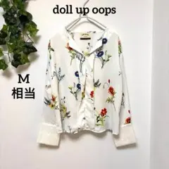 美品【doll up oops 】ドールアップウップ 花柄ブラウス袖異素材38Mのサムネイル