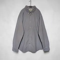 ST. JOHN'S BAY　ストライプシャツ　ブルー　XXL　古着のサムネイル