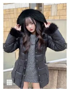 GRLベルト付きファーダウンコート