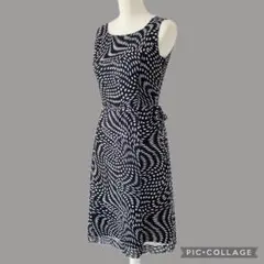未使用に近い　極美品　ドット柄　シフォン　ワンピース　9号　M ブラック