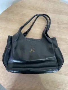 美品】希少 Kitamura キタムラ レザートートバッグ 筆記体ロゴ 濃紺