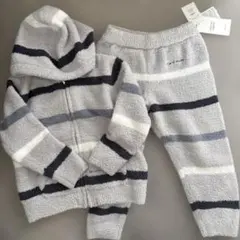 フリースパジャマセット 100cm グレー系ストライプ
