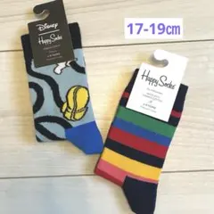 Happy Socks キッズ靴下2足セット　ディズニー　ボーダー