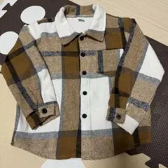 SHEIN★ブラウンチェックシャツ 110cm