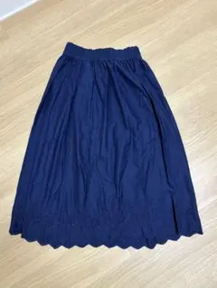 【本日限定値下げ】UNIQLO フレアスカート ネイビー Lサイズのサムネイル
