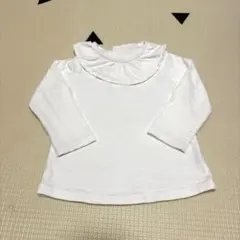 ホワイト フリル付き 長袖カットソー 80cm