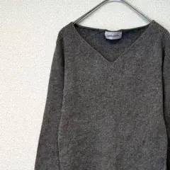 Leahmatin ニット セーター リブ 長袖 Vネック 無地 シンプル